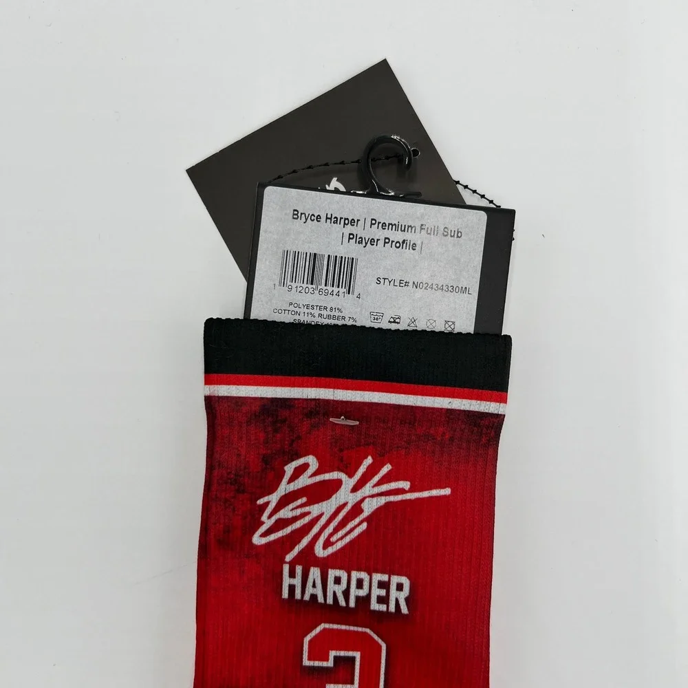 Strideline Bryce Harper Philadelphia Phillies MLB Crew Socks M/L‎ NEW